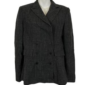 Lyn Devon Womens Charcoal Gray Double Breast USA Made Suit Jacket Blazer sz 4